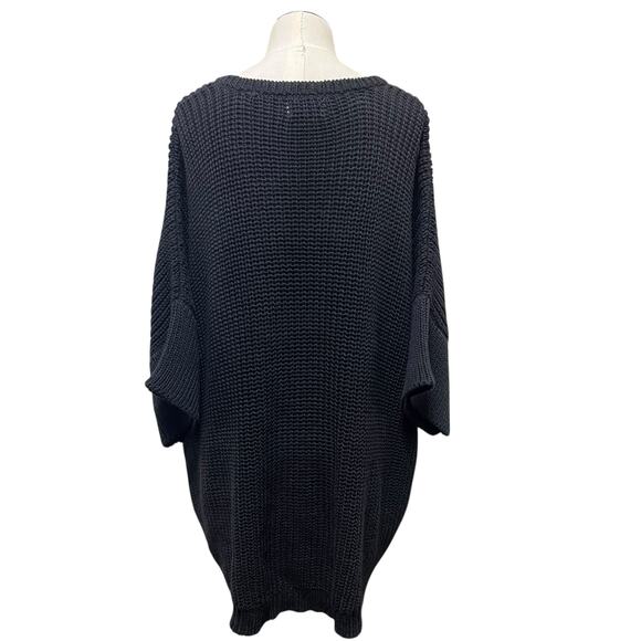 Honest Cotton Womens Black Handknit Heavyweight Oversized Sweater One Size - Picture 5 of 10